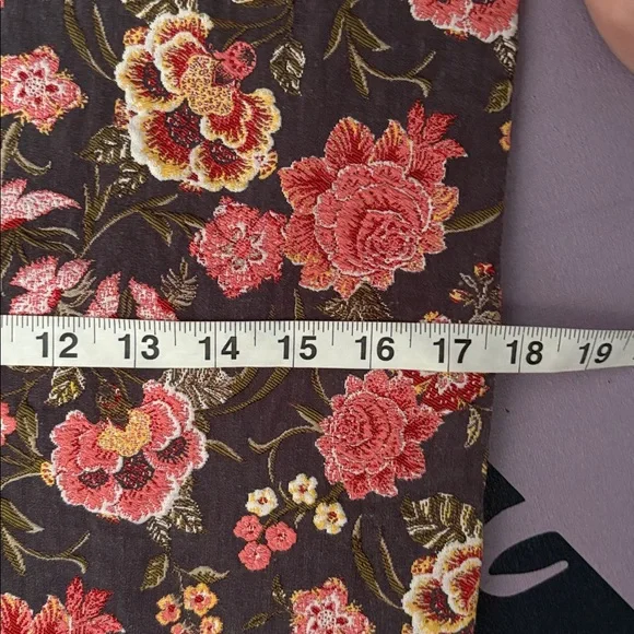 LOFT Floral Patterned Skirt with Red and Yellow Accents - Picture 5 of 6